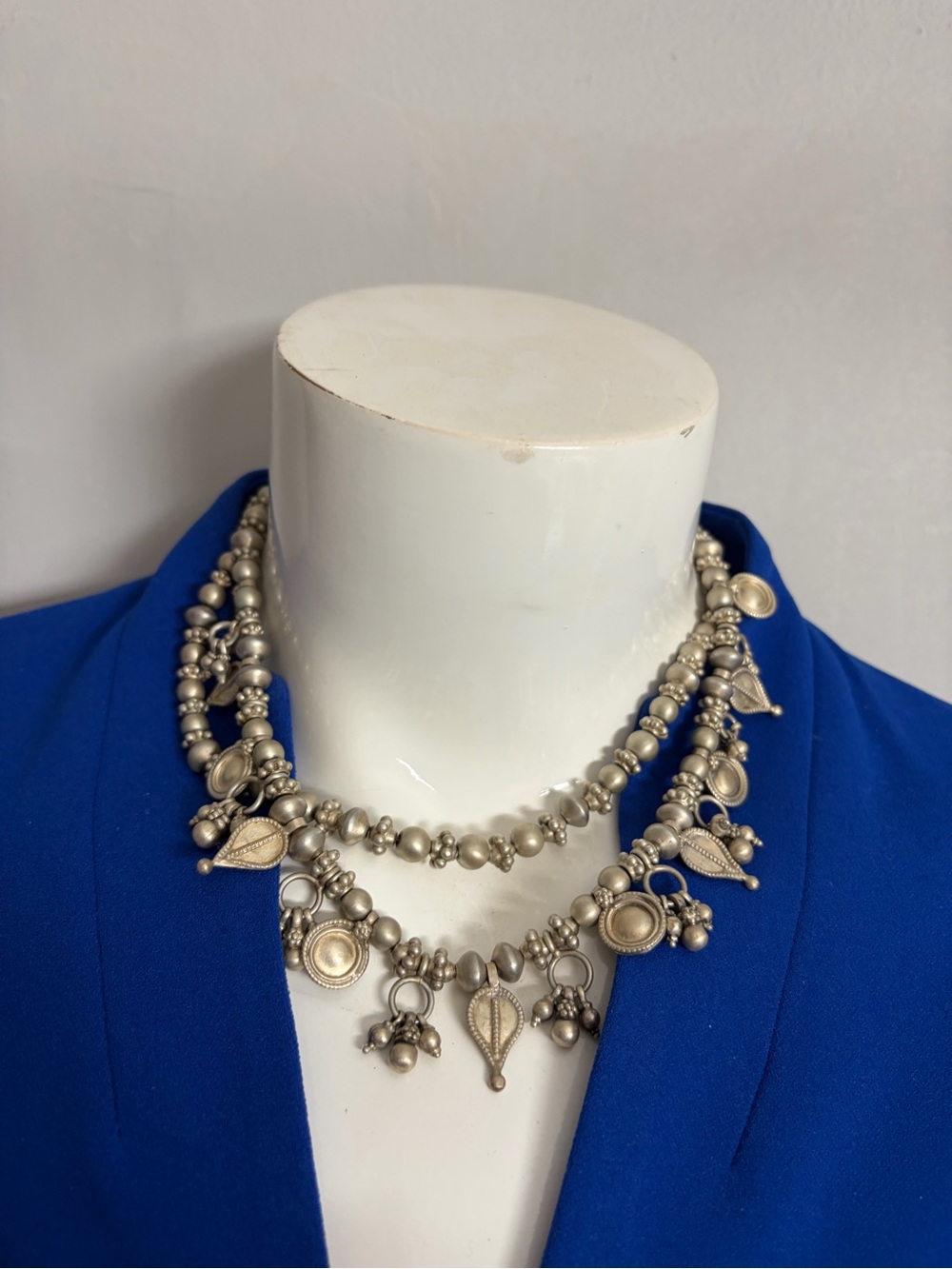 Stephen Dweck Silver-Tone Beaded Multi-Strand Necklace with Drops